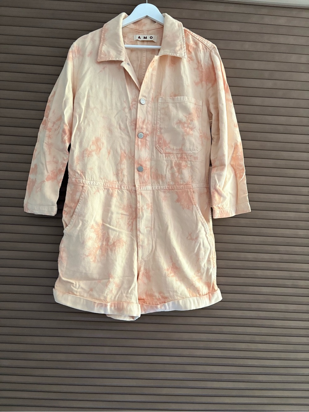 AMO Peach and Cream Tie-Dye Romper NWT